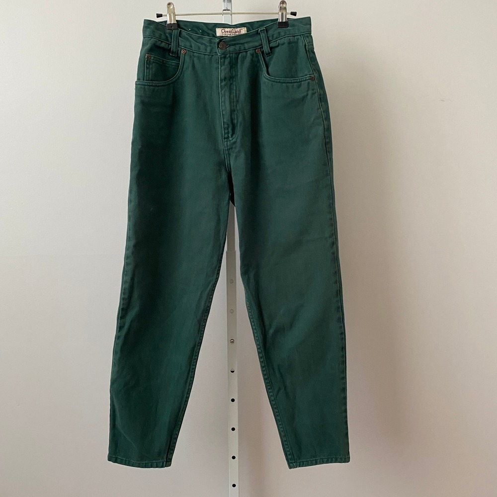 GreatLand Cotton Relaxed Academia Clean Coastal Mom Jeans 12P Green